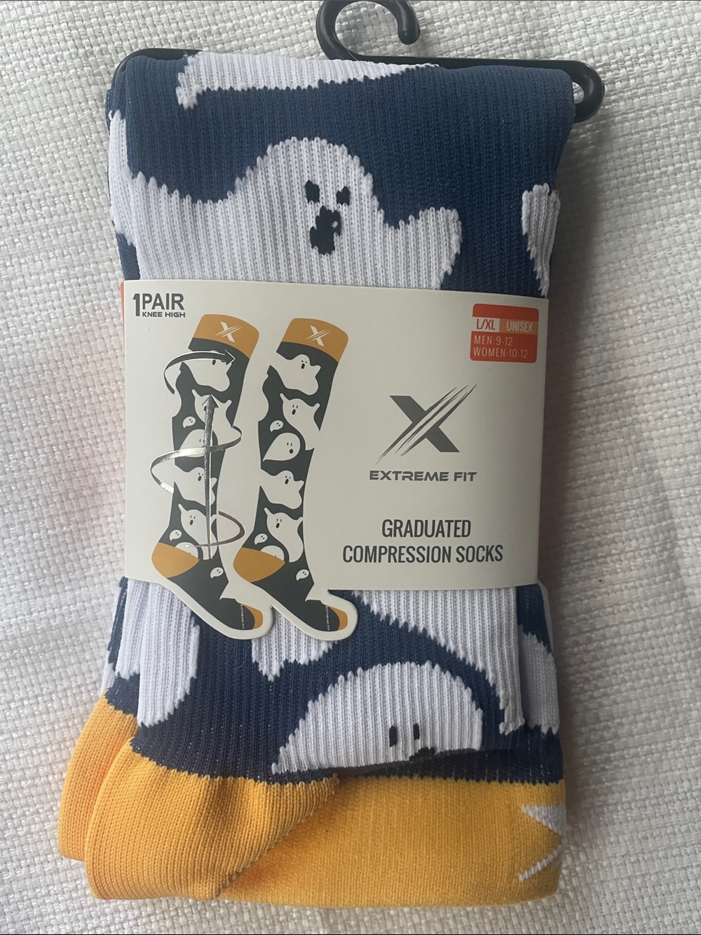 Ghosts Halloween Knee-High Compression Socks 15-20mmHg unisex size L/XL New